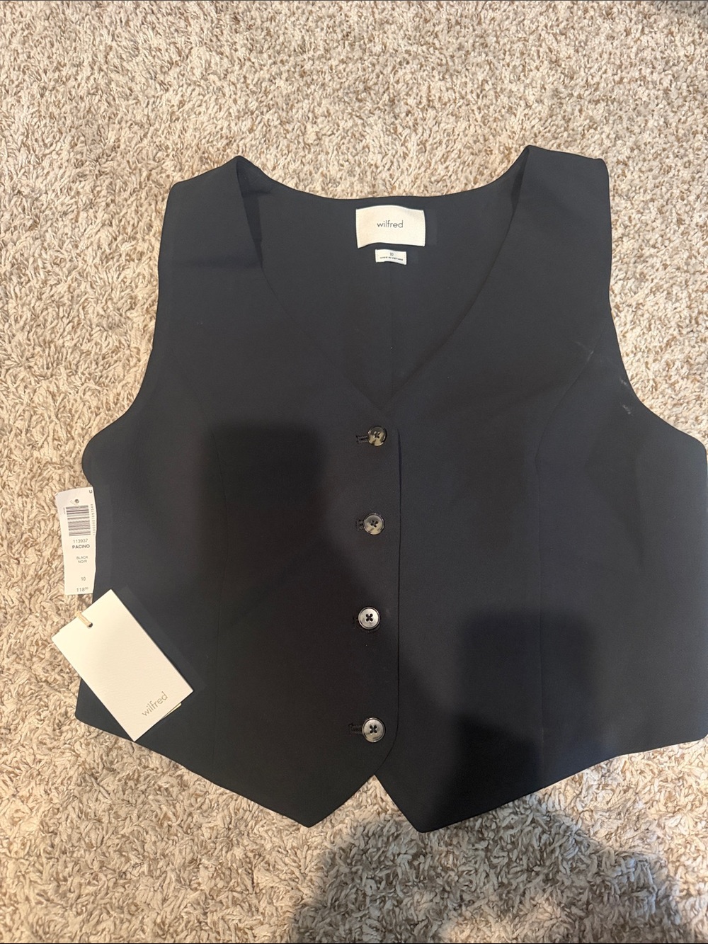 Aritzia Wilfred Black Button-Front Vest Tank
